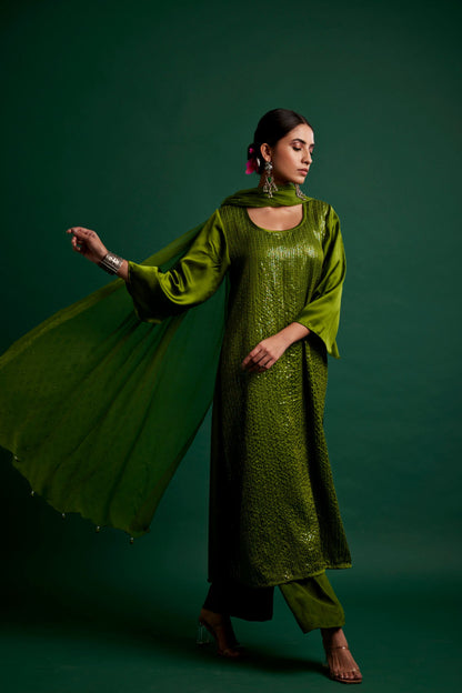 OLIVE KURTA SET