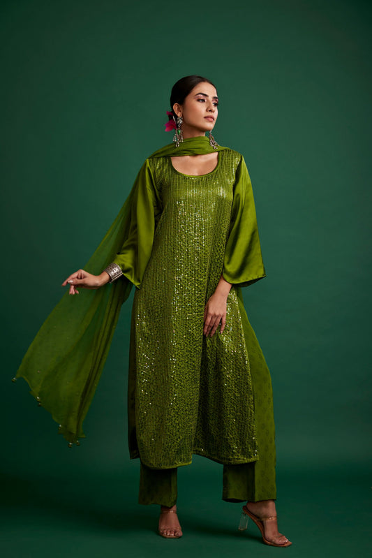 OLIVE KURTA SET